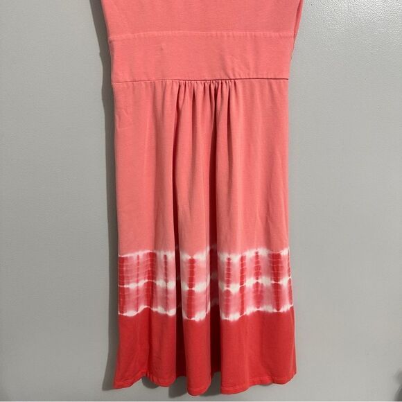 Lands' End Women's Dress Cap Sleeve V-NECK Coral White size S(6-8) - Picture 6 of 9